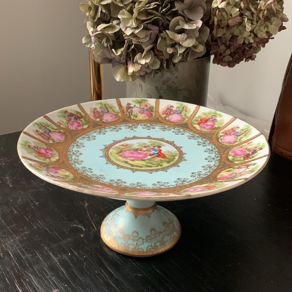 Mid Century Royal‎ Vienna Bavarian Gold & Porcelain Pedestal Cake Stand classic
